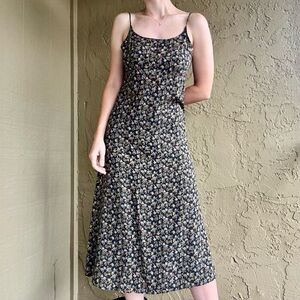 Vintage Grunge Floral Midi Slip Dress